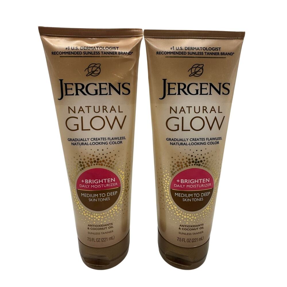 2X Jergens Natural Glow + Brighten Daily Moisturizer Medium to Deep Skin 7.5 Oz